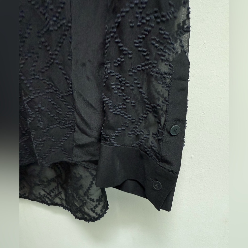 REBECCA TAYLOR Womens Black Embroidered Poet Blouse - Size 8 - Picture 2 of 11
